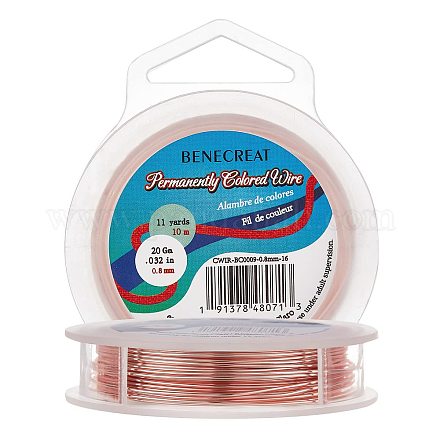 BENECREAT Round Copper Wire for Jewelry Making CWIR-BC0009-0.8mm-16-1