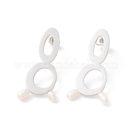 Infinity with Natural Pearl Dangle Stud Earrings for Women STAS-P302-08P-1