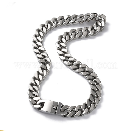 304 Stainless Steel Cuban Link Chain Necklaces NJEW-P288-14P-1