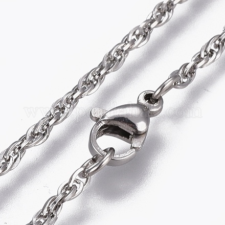 Collares de cadena de cuerda de 304 acero inoxidable NJEW-L167-01B-P-1