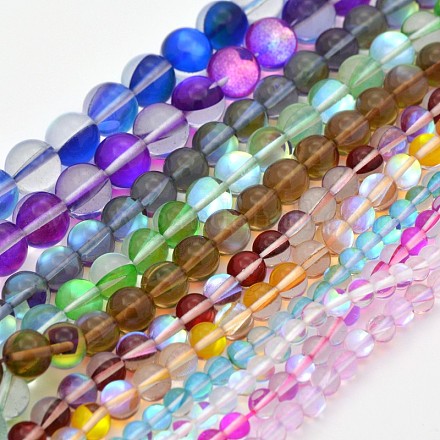 Round Synthetic Moonstone Beads Strands G-M210-6mm-M-1