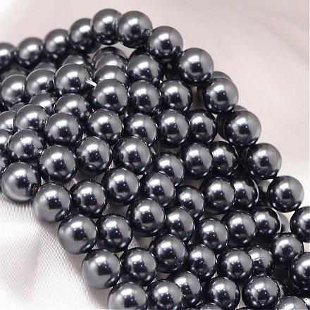 Round Shell Pearl Bead Strands BSHE-L011-10mm-A004-1