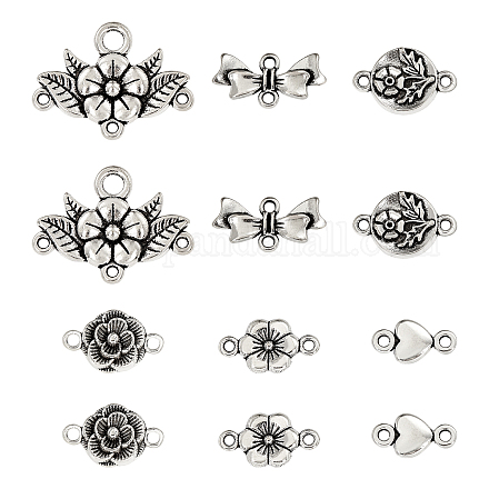PH PandaHall 60pcs 6 Style Chandelier Component Charm Links Tibetan Alloy Connector Charms for Necklace Dangle Earring Making TIBE-PH0005-15AS-1