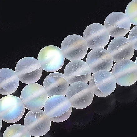 Synthetische Mondstein Perlen Stränge G-S283-02-10mm-1