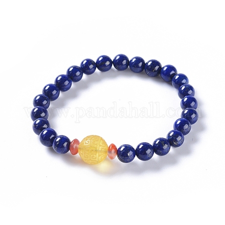 Bracelets extensibles en lapis lazuli naturel BJEW-G626-03-1
