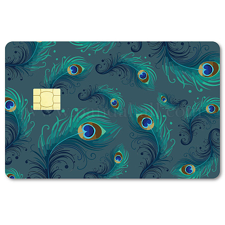 CREATCABIN Peacock Feathers Card Skin Sticker Debit Credit Card Skins Covering Personalizing Bank Card Protecting Removable Wrap Waterproof No Bubble Slim for Transportation Key Card 7.3x5.4Inch DIY-WH0432-098-1