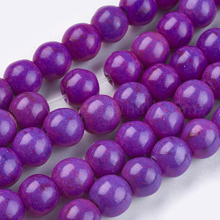 Chapelets de perles en turquoise synthétique X-TURQ-G106-8mm-02O-1