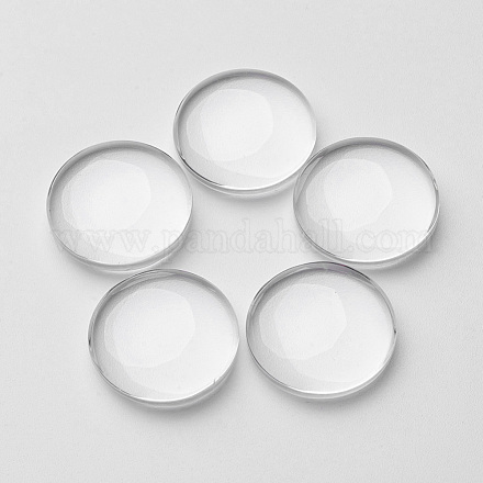 20 mm demi rond claires cabochons de verre transparent X-GGLA-G007-1