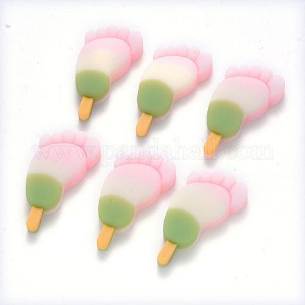 樹脂カボション  足のアイスキャンディー  模造食品  ピンク  38x20x7.5mm CRES-R194-04A-1