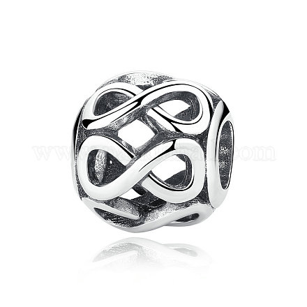 925 Thai Sterling Silver Hollow Infinity Ball European Beads STER-FF0001-033-1