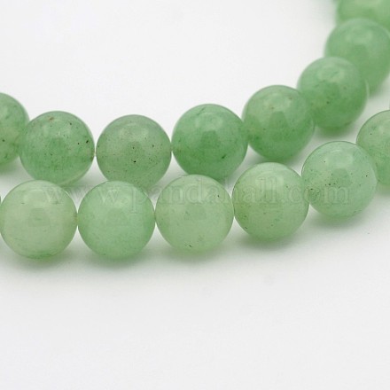 Aventurina verde natural hebras de perlas redondo G-P070-37-8mm-1