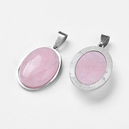 Colgantes naturales de cuarzo rosa KK-P106-C02-1