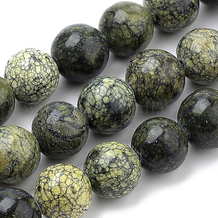 Fili di perline in pietra di serpentino naturale / pizzo verde G-S259-15-6mm-1