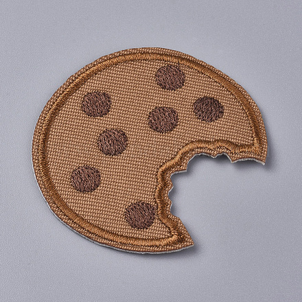 機械刺繍布地手縫い/アイロンワッペン  マスクと衣装のアクセサリー  クッキー  ココナッツブラウン  53x47x1.2mm DIY-L031-023-1