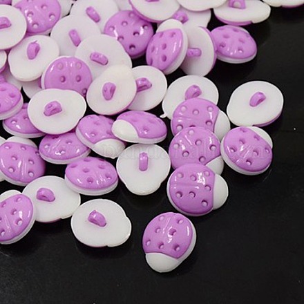 アクリルシャンクボタン  1穴  染め  てんとう虫  紫色のメディア  18x16x5mm  穴：4x2mm X-BUTT-E008-B-06-1