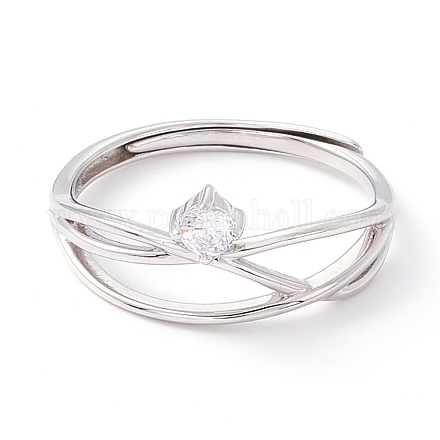 925 серебряное кольцо с родиевым покрытием и переплетением RJEW-C007-01P-1