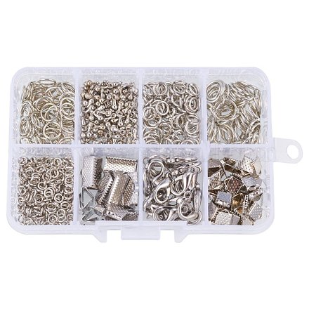 PandaHall Elite Basics Class Lobster Clasp And Jewelry Jump Rings In A Box Jewelry Finding Kit Alloy Drop End Pieces 1 Box FIND-PH0002-01-NF-B-1
