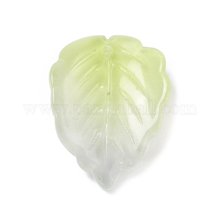 ガラスチャーム  イチゴの葉のチャーム  黄緑  22x16x7.5mm  穴：1.2mm GLAA-A011-16A-1
