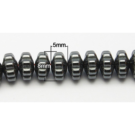 非磁性合成ヘマタイトビーズ連売り  花  ブラック  サイズ：直径約8mm  厚さ5mm  穴：1mm  約91個/連  15.7インチ X-G-D015-14-1