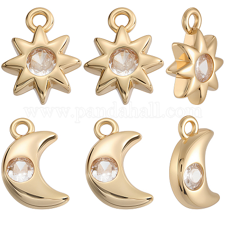 24 шт. 2 стиля латунных подвесок с микропаве из кубического циркония KK-BBC0019-03-1