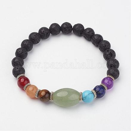 Natural & Synthetic Gemstone Beaded Stretch Bracelets BJEW-P065-05-1