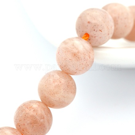 Dyed Natural Sunstone Round Beads Strands G-P088-10-6mm-1