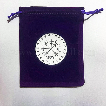Pochettes avec cordon de rangement de bijoux en velours runes WICR-PW0007-01E-1