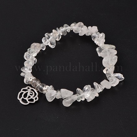 Cristal naturel bracelets en perles extensibles X-BJEW-JB01996-02-1