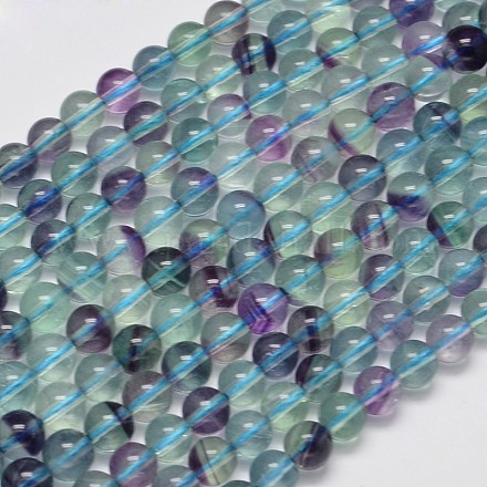Fluorite fili di perle rotonde naturali G-M304-13-6mm-1