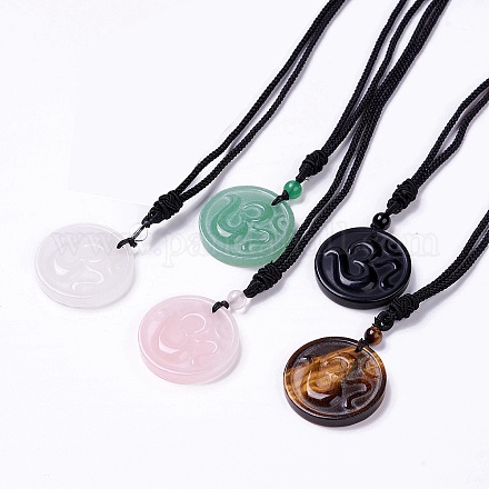 Collier pendentif thème yoga pierres précieuses avec cordon en nylon pour femme G-G993-B-1