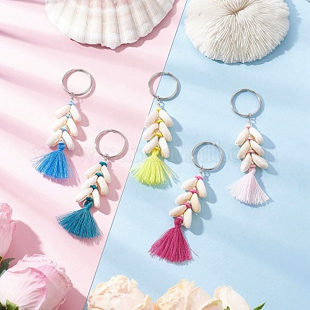 Натуральный ракушечный поликоттон (полиэстер хлопок) кисточки подвески брелки KEYC-JKC01292-1