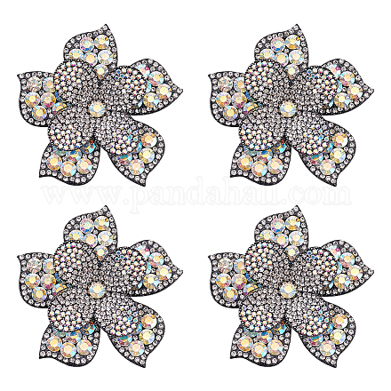 Fingerinspire 4 pièce d'appliques de strass en cristal de fleur de 2.6x2.6x0.4 pouces à coudre sur des patchs de couleur ab pour coudre des patchs brillants et exquis pour jeans PATC-FG0001-04A-1