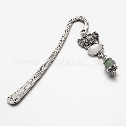 Tibetan Style Butterfly Alloy Bookmarks/Hairpins AJEW-JK00081-02-1
