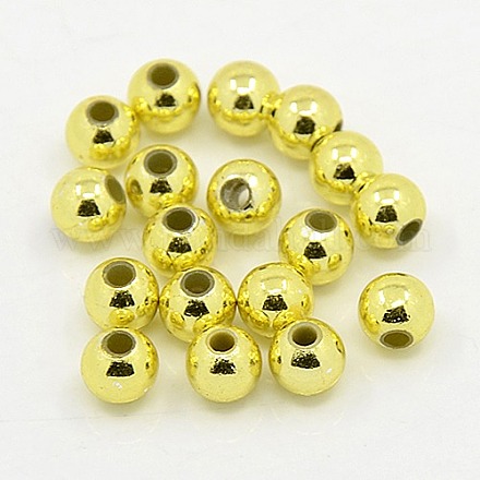 Perles rondes acryliques de placage en plastique PACR-L003-10mm-G-1
