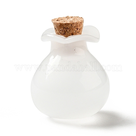 Adorno de botellas de corcho de vidrio con forma de bolsa de la suerte AJEW-A039-02E-1