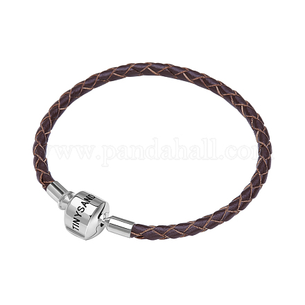 Tinysand rhodié 925 fabrication de bracelet en cuir tressé en argent sterling TS-B-129-19-1