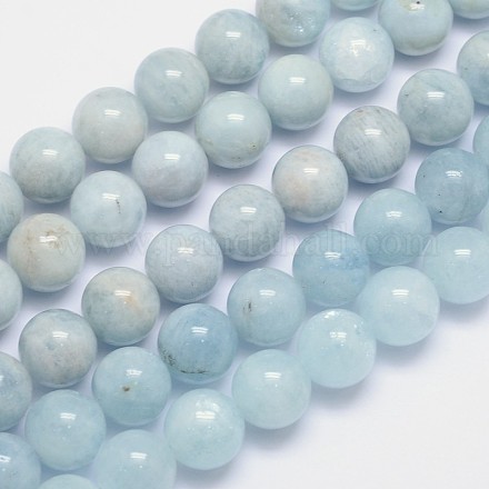 Aigue-marine naturelle chapelets de perles rondes G-I155-03-12mm-1