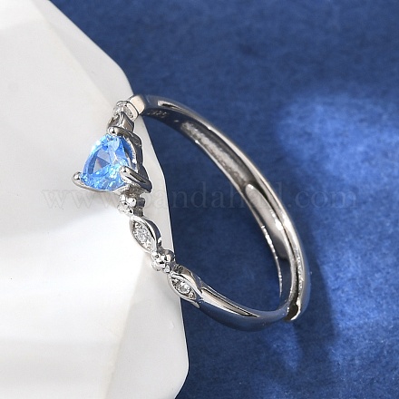 925 регулируемые кольца из стерлингового серебра с родиевым покрытием и кубическим цирконием RJEW-D300-05P-03-1