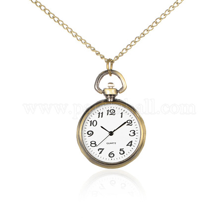 Сплав плоский круглый кулон ожерелье кварц карманные часы WACH-N006-11-1