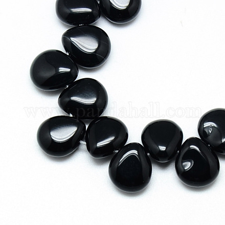 Natural Black Stone Beads Strands X-G-T005-01-1