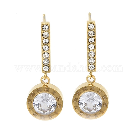 Женские серьги-гвоздики из нержавеющей стали 304 с инкрустацией стразами и прозрачными кубическими цирконами EJEW-M024-09G-1