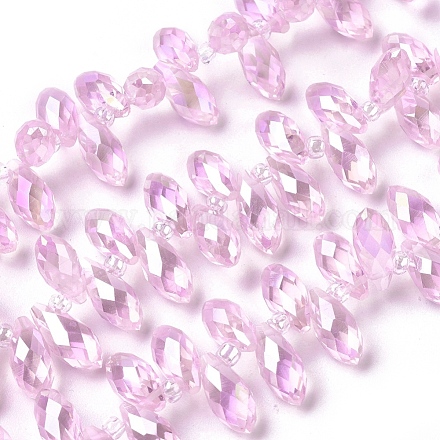 Electroplate Glass Faceted Teardrop Beads Strands EGLA-D014-36-1