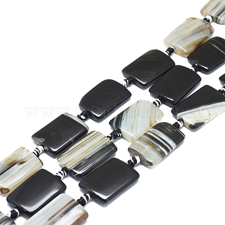 Agate à bandes naturelles / brins de perles d'agate à rayures G-L544-043-1