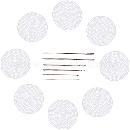 パンダホールクロスステッチメッシュボードセット  プラスチックキャンバスフォイル  アイアンキャンバスレザー縫製付き  ホワイト DIY-PH0025-49-1