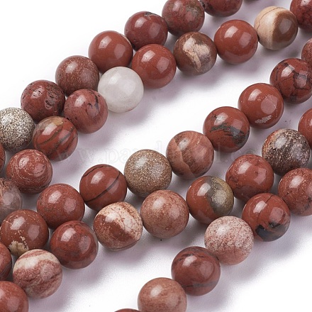 Chapelets de perles en jaspe rouge naturel X-G-F348-02-8mm-1