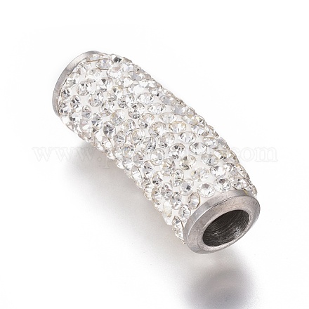 304 perlas de tubo de rhinestone de arcilla polimérica de acero inoxidable STAS-E477-15P-1