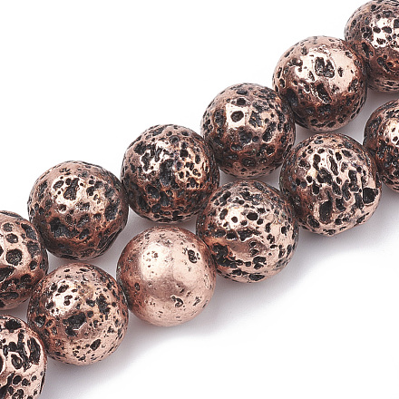 Fili di perle di roccia lavica naturale elettrodeposta G-N0321-14C-1