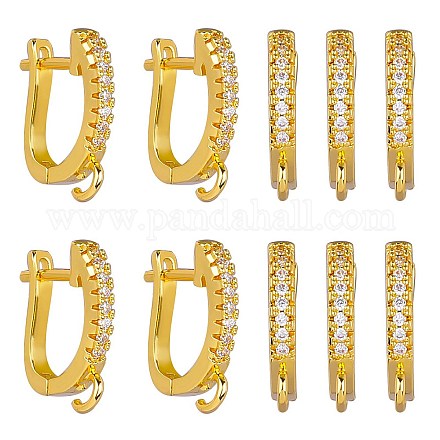 10Pcs Brass Micro Pave Clear Cubic Zirconia Hoop Earring Findings ZIRC-SZ0005-16-1