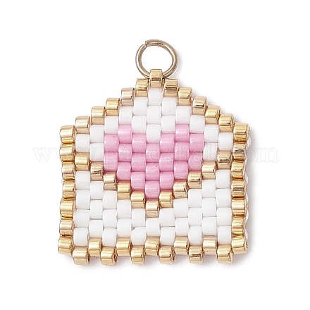 Подвески-конверты в форме сердечек из бисера PALLOY-MZ01092-01-1