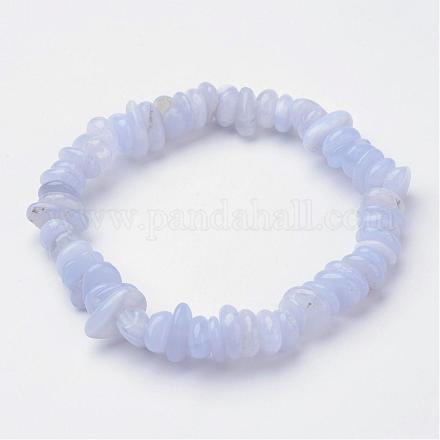 Bracelets élastiques à perles en agate bleu naturel BJEW-JB02683-01-1